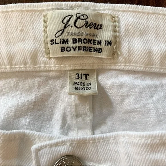 J. Crew Slim Broken In Boyfriend Jeans White Size 31T - Picture 9 of 10